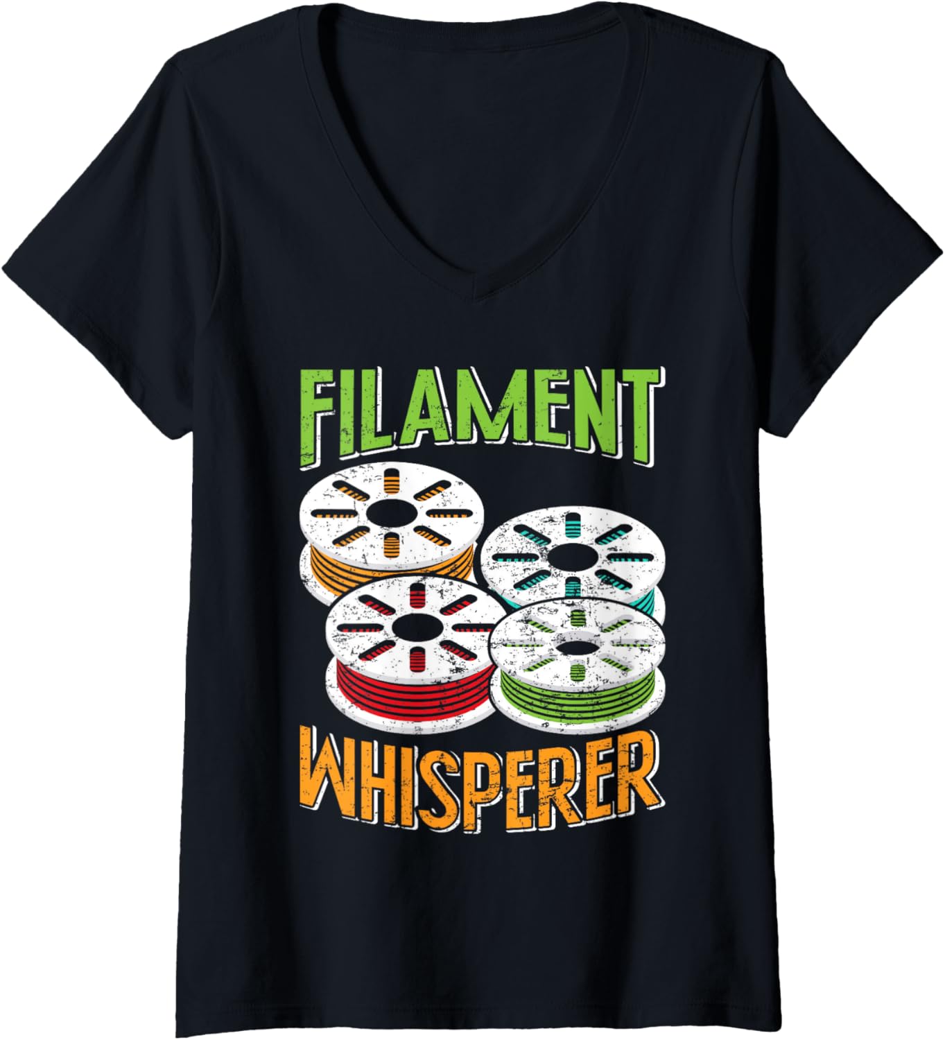 Womens Filament Whisperer 3D Printing Funny 3 D Printer V Neck