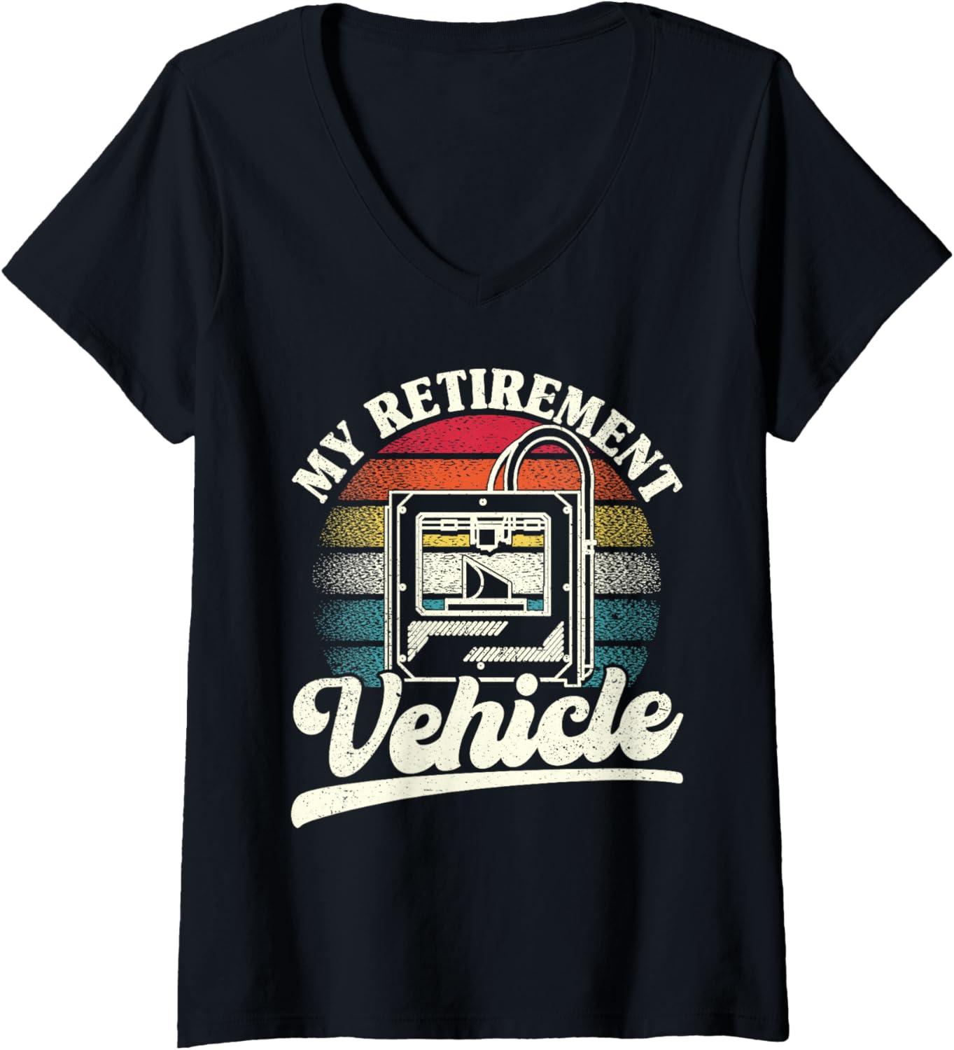 Womens My Retirement Vehicle 3D Printing Retro V Neck