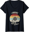 Womens I Crochet Past My Bedtime Yarn Craft Fun V-Neck