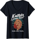 Womens Knitting pet handmade crocheting knotty crafting yarn knit V-Neck