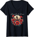 Womens Veterans Day 2024 Usa Memorial Day Red Poppy Flower Military V Neck