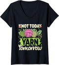 Womens Crochet Knitting Knot Today Yarn Tomorrow V-Neck