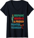 Womens Hispanic Heritage Proud Printer Technician V Neck