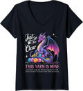 Womens Just So We Are Clear Yarn Is Mine, Dragon Colorful Yarn Eggs V-Neck