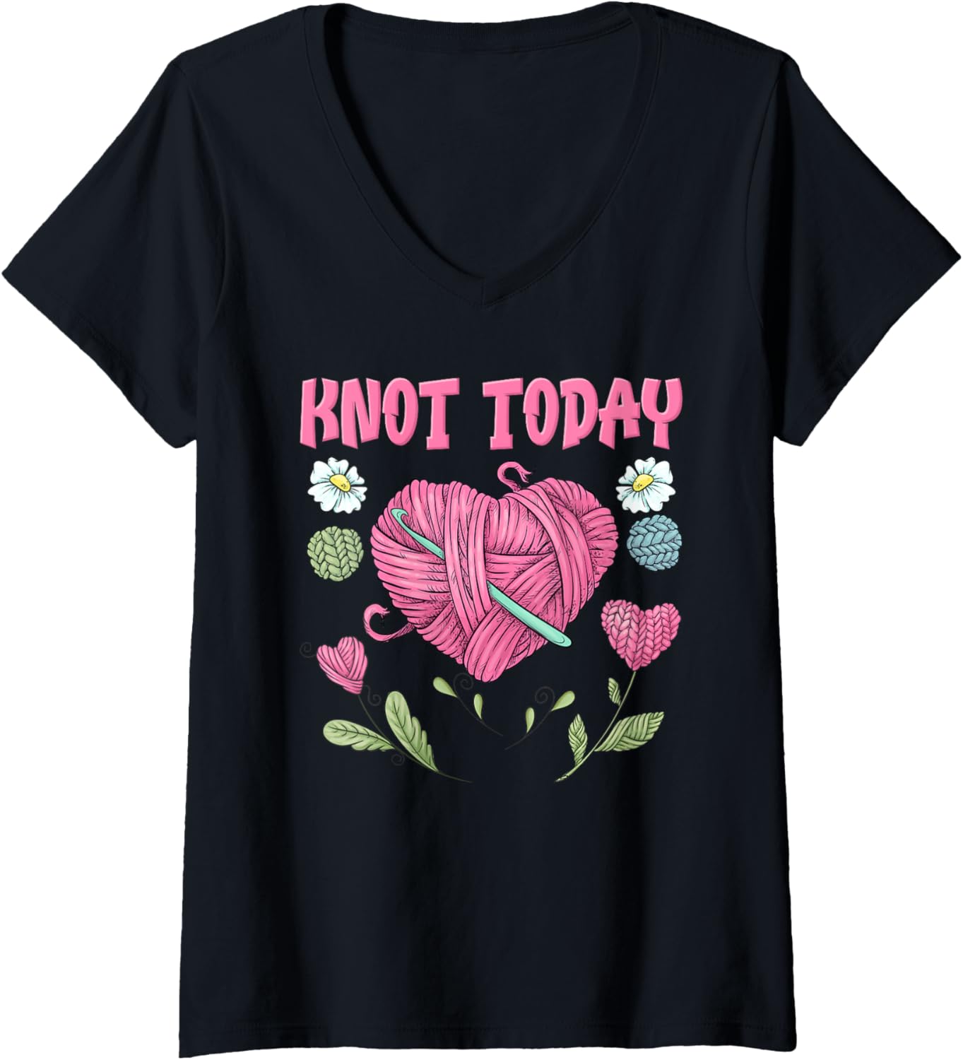 Womens Yarn Collection KNOT TODAY Funny Yarn Collector V-Neck