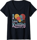 Womens I Love Knitting Enthusiast Yarn Lover V-Neck
