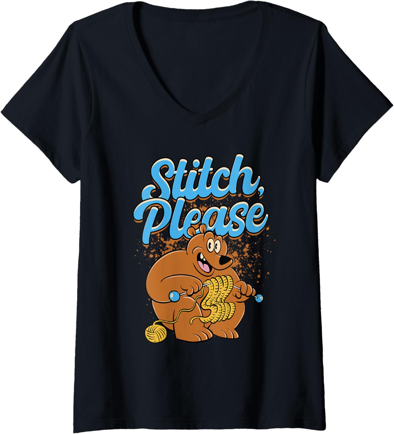 Womens Knitting Yarn Knitter Stitch please V-Neck