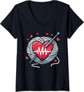 Womens Heartbeat Yarn Knitting Lover Craft V-Neck
