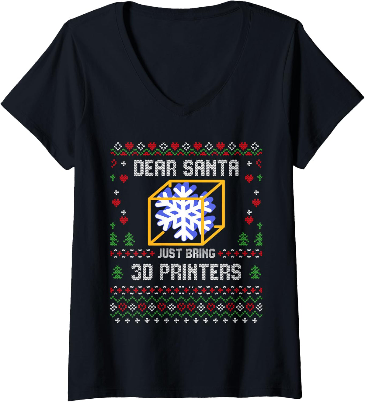 3D Printing 3D Printer Cnc Christmas Ugly Xmas Sweater V Neck