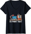 Womens Id Print That Funny 3D Printing 3D Printer Retro Vintage V