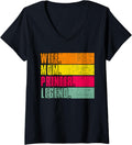 Womens Wife Mom Printer Legend Occupation Office Funny Vintage V Neck