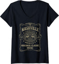 Womens Nashville Music City Usa Vintage V Neck