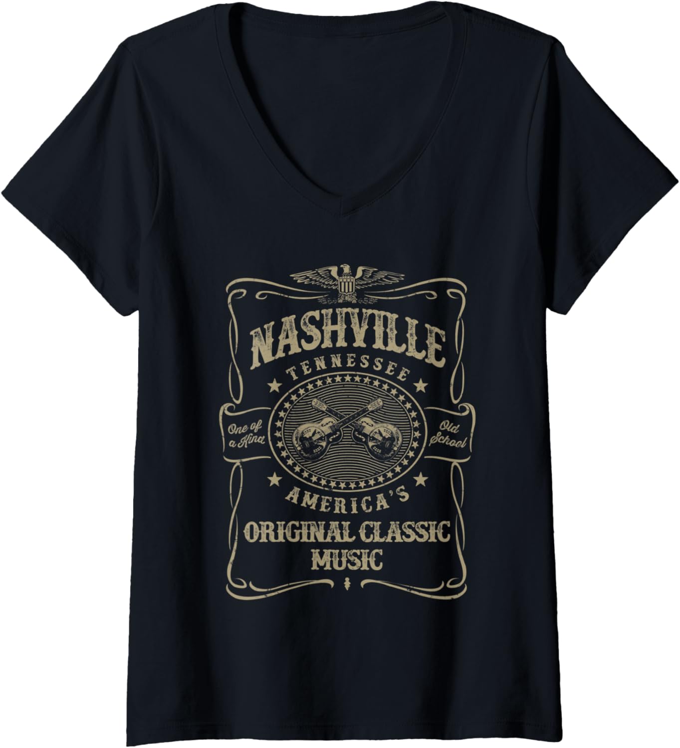 Womens Nashville Music City Usa Vintage V Neck
