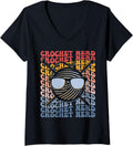 Crochet Nerd Groovy Crochet Knitting Yarn Lover Grandma Mom V-Neck