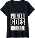 Womens Funny Money Printer Stock Market Investor V Neck