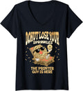 Womens Printer Guy Employee Funny Donut Print Operator Facility V Neck