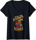 Womens It\u2019s All Fun and Games Until The Sleeves Knitting Yarn V-Neck