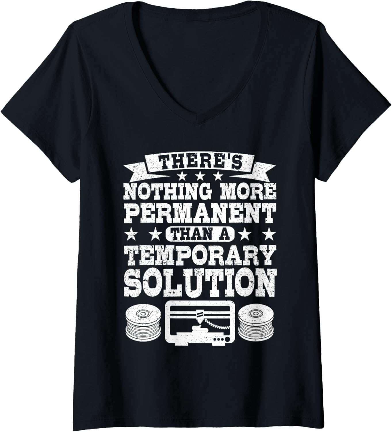 Womens 3D Printing Permanent Temporary Solution 3D Printer Funny V Neck