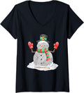 Womens Funny Crocheting Christmas Idea Snowman Yarn V-Neck
