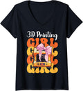 Womens 3D Printing Girl 3D Printer 3D Machine V Neck