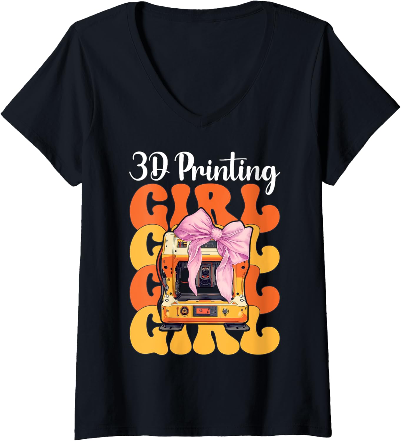 Womens 3D Printing Girl 3D Printer 3D Machine V Neck