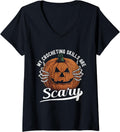 Crochet Yarn Halloween Pumpkin Yarn Lovers Funny Crocheters V-Neck