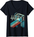Womens Funny 3D Printer Ekg Heartbeat Art Print Slice Operator V Neck