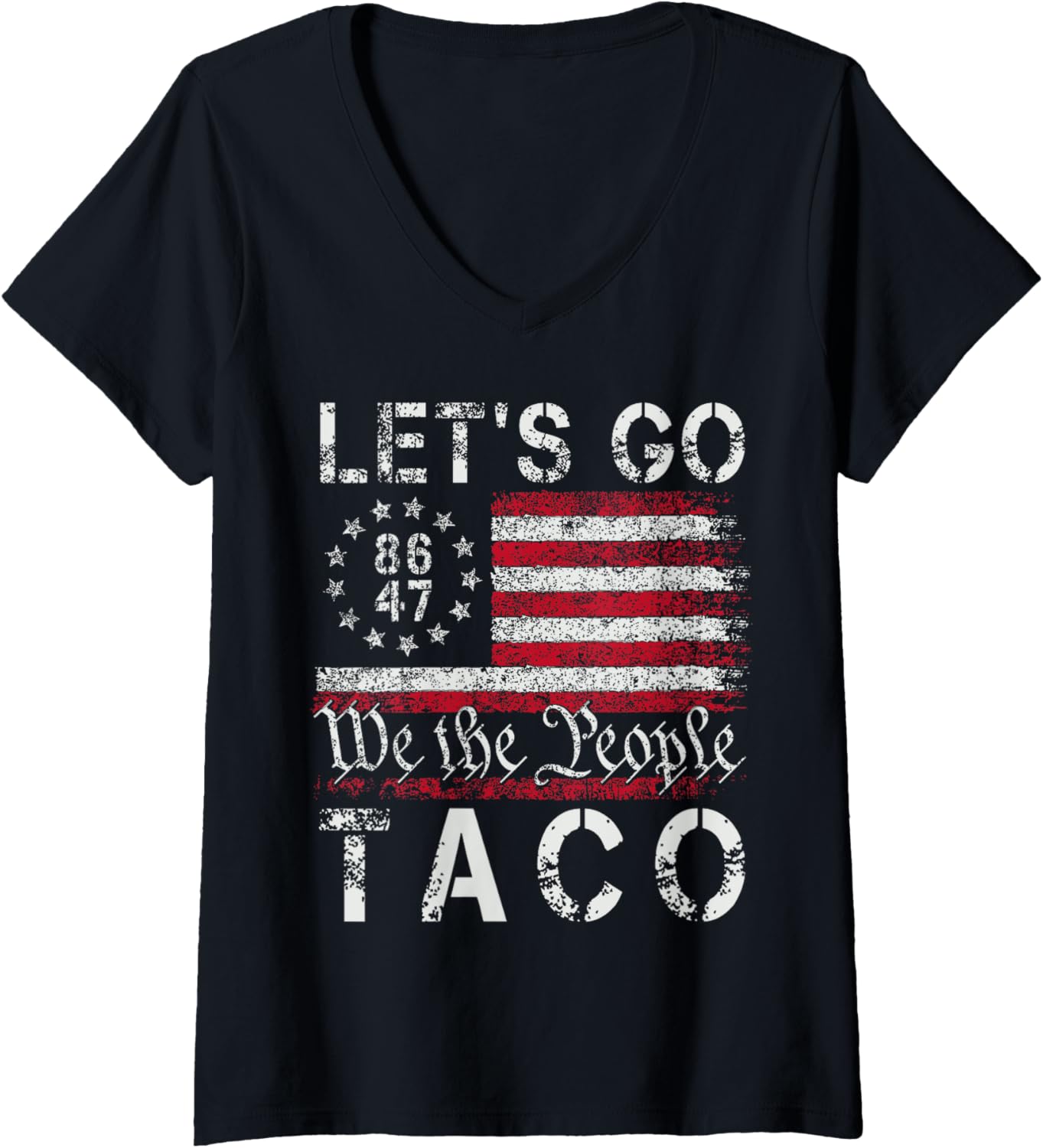 Womens Lets Go Taco Funny Let Go Taco Shirt Women Men Usa Flag V Neck