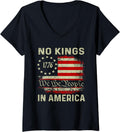 Womens Retro No Kings In America Usa Flag We The People 4Th Of July V Neck
