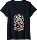 Womens Funny Crochet Lover: Shopping and Yarn Life V-Neck
