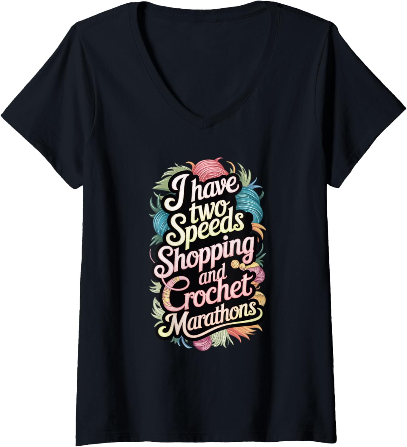 Womens Funny Crochet Lover: Shopping and Yarn Life V-Neck