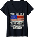 Womens Funny Printer Superhero Vintage Tee Men Dad V Neck