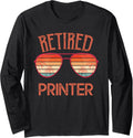 Retired Printer Retro Vintage Tee Men Dad Long Sleeve