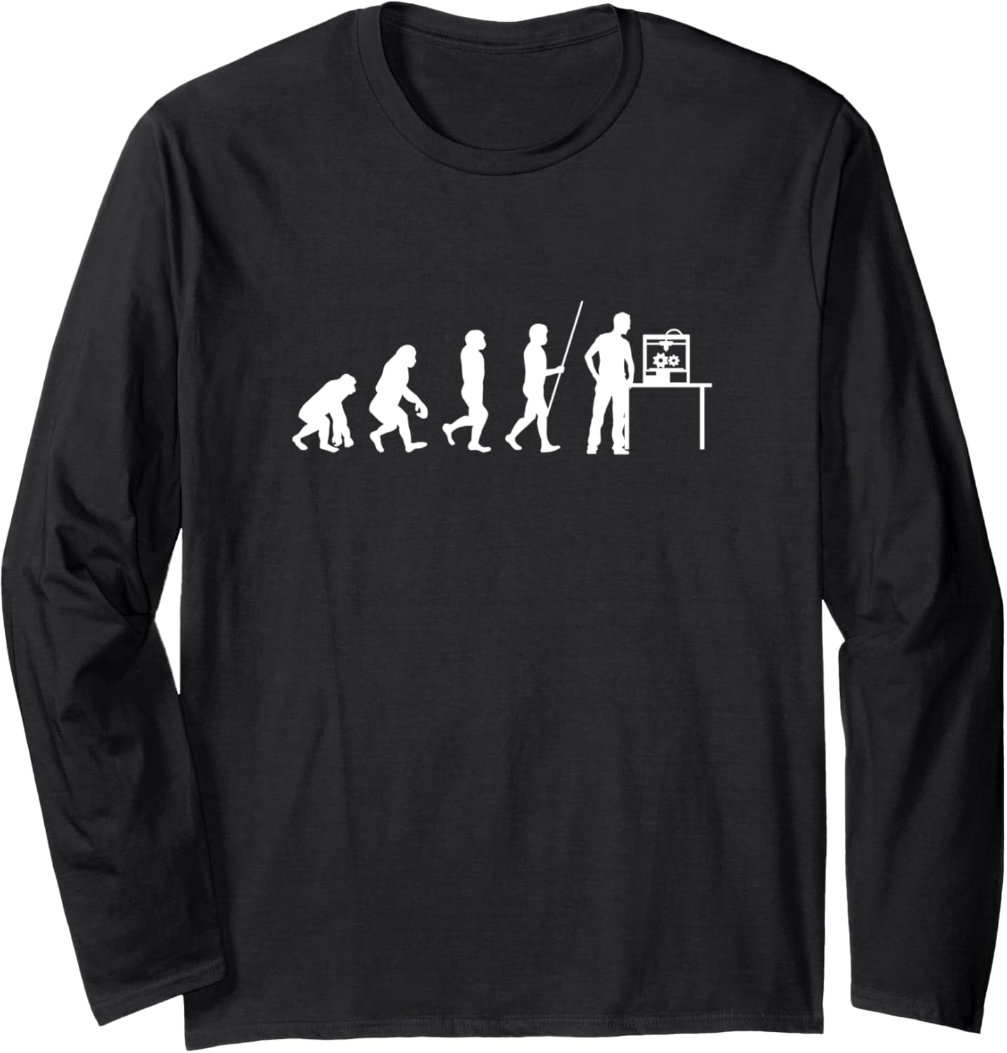 3D Printer 3D Printing Funny Evolution Long Sleeve