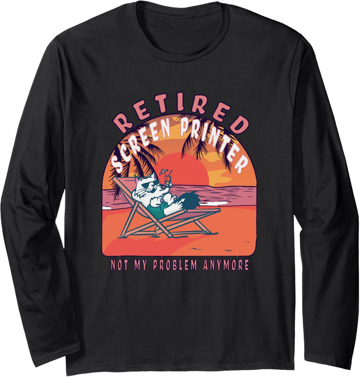 Retired Screen Printer Funny Vintage Retirement Long Sleeve
