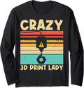 Cool 3D Print Design Women Mom 3D Printer Lover Printing Long Sleeve
