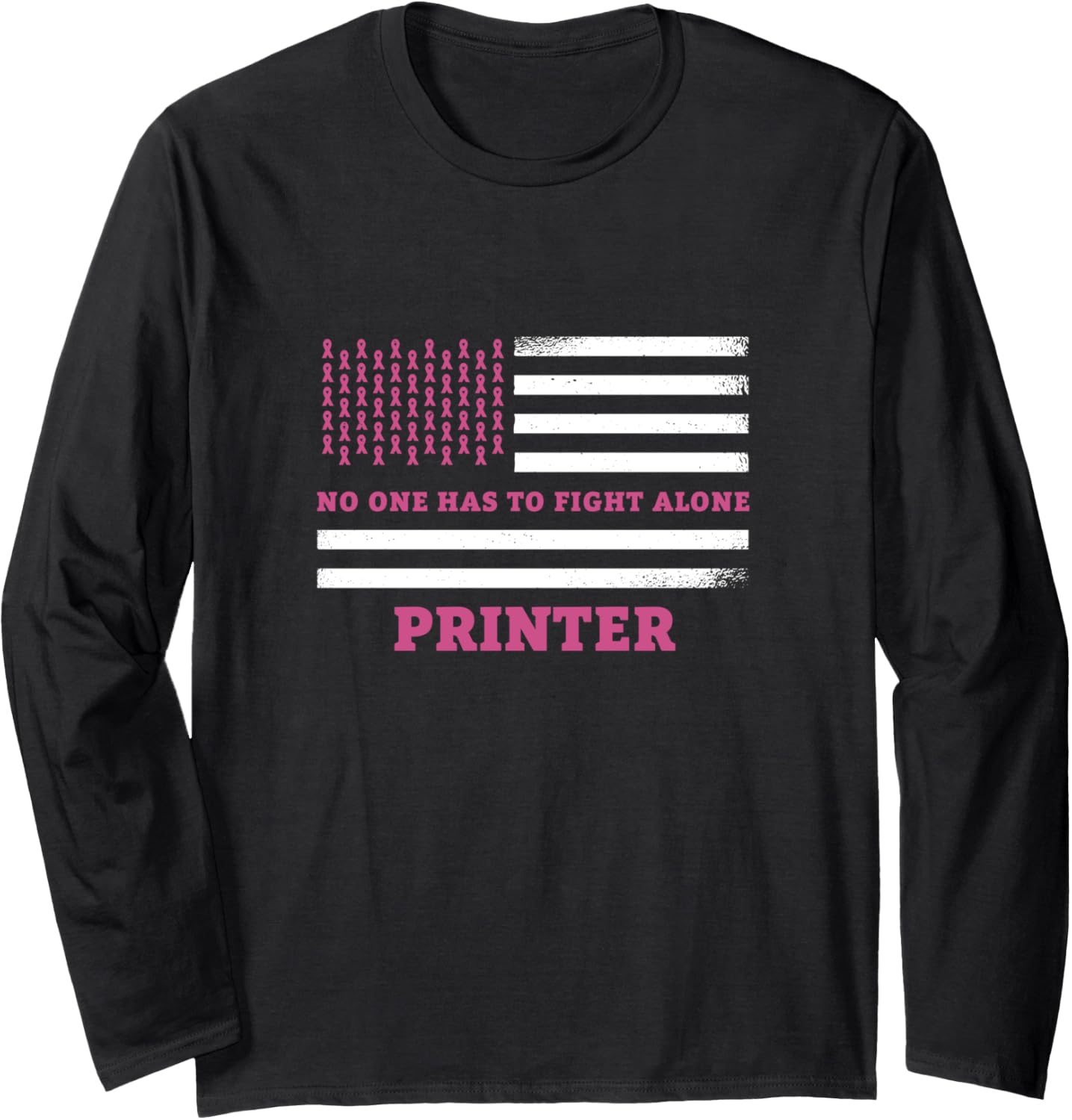 Breast Cancer Awareness Printer Pink Ribbon Long Sleeve