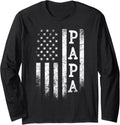 Papa American Flag Papa Gifts Patriotic Fathers Day Long Sleeve