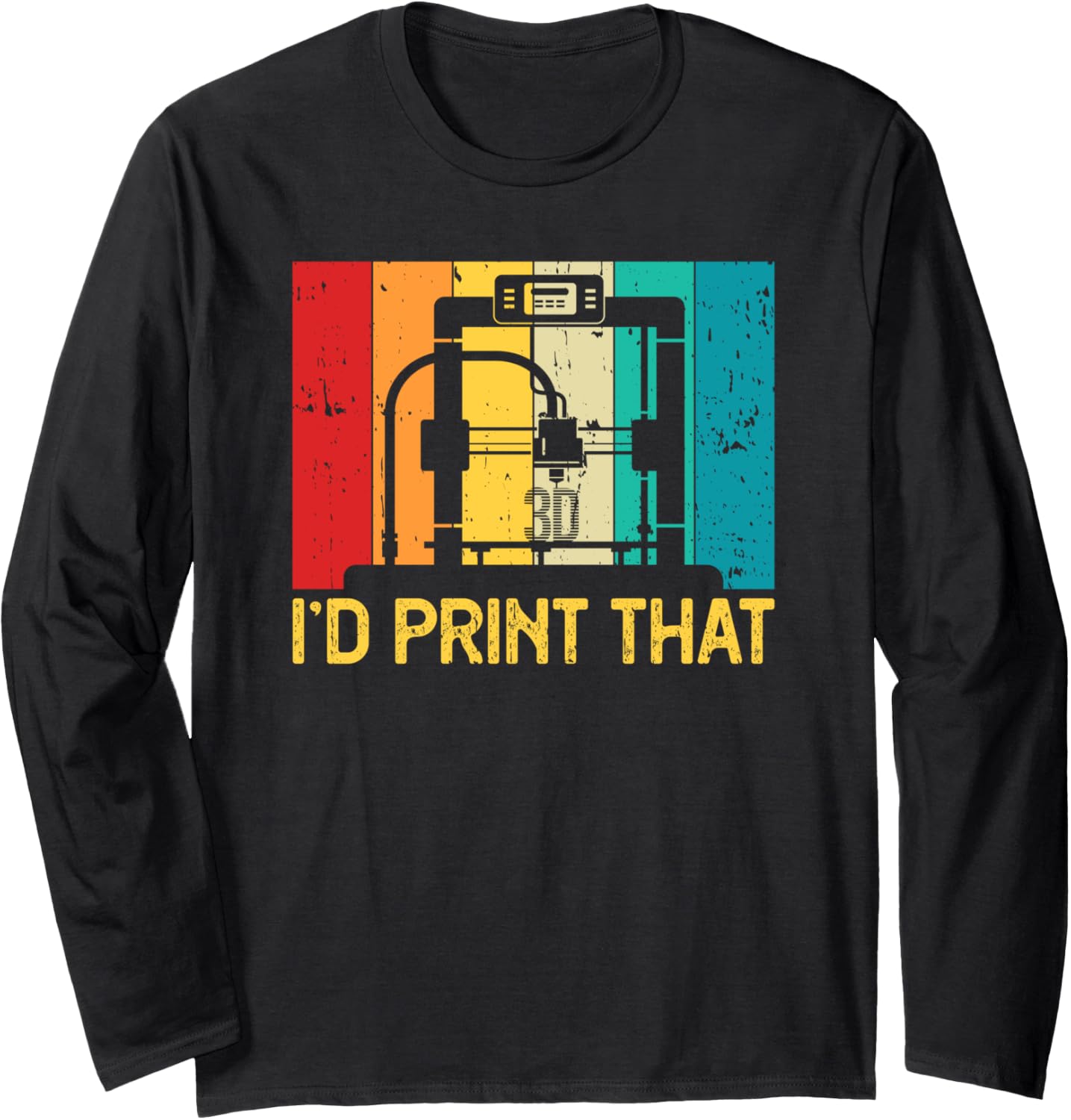 3D Printer Id Print That Retro Vintage 3D Printing Long Sleeve