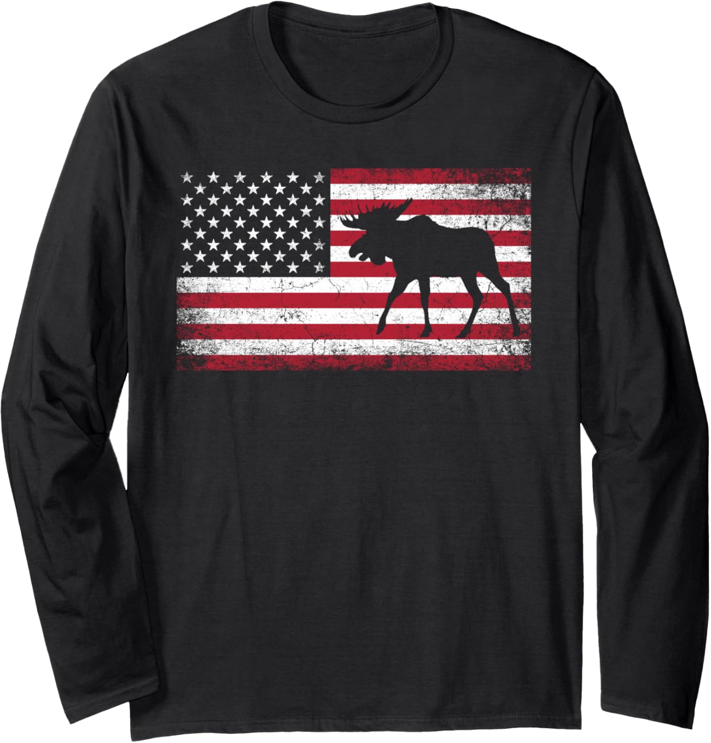 Moose 4Th Of July American Flag America Patriotic Men Women Long Sleeve
