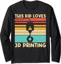 Cool 3D Print Design Kids Boys 3D Printer Lover Printing Long Sleeve