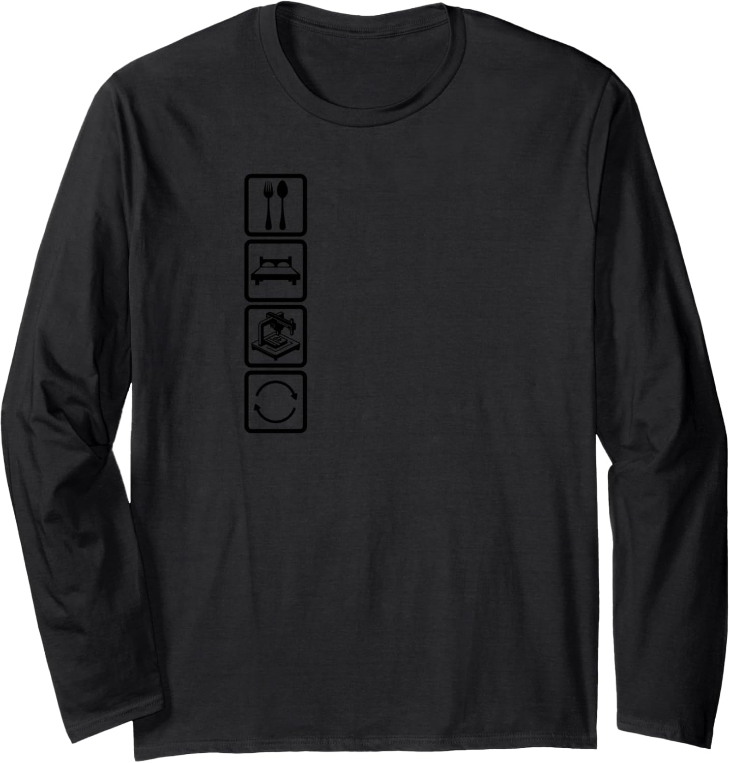 3D Printer Accessories Icons Of Eating Printer Sleep Long Sleeve