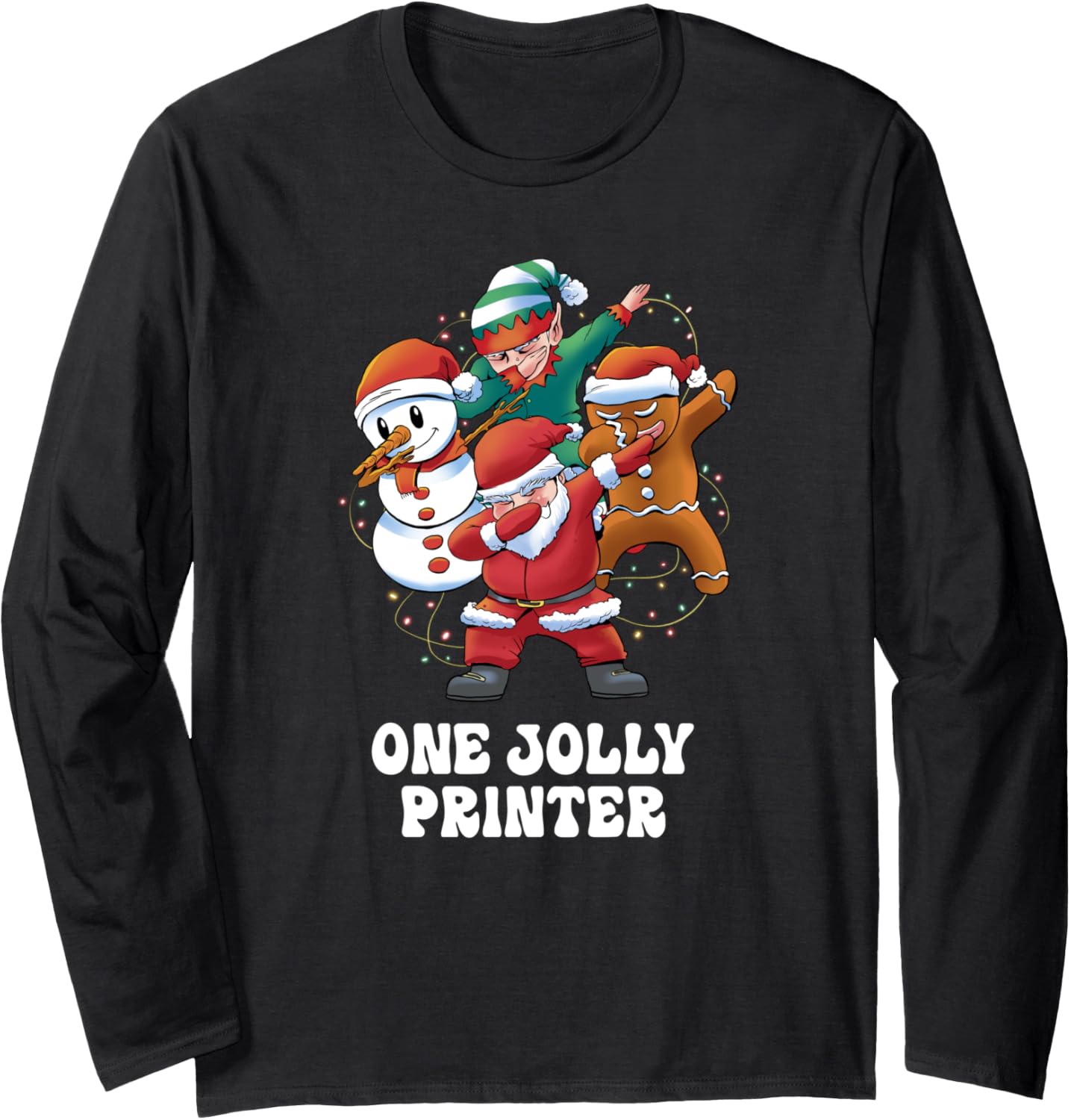 One Jolly Printer Dabbing Santa Christmas Long Sleeve
