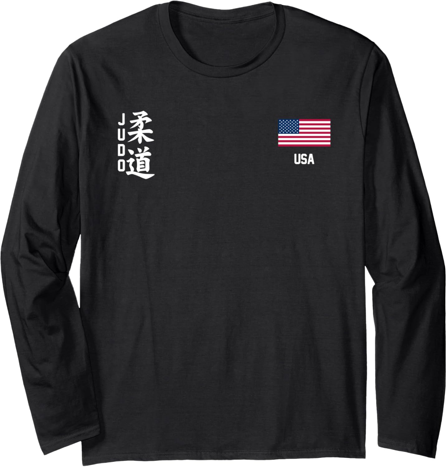 Judo Usa American Flag Judoka Dojo Martial Art America Kanji Long Sleeve