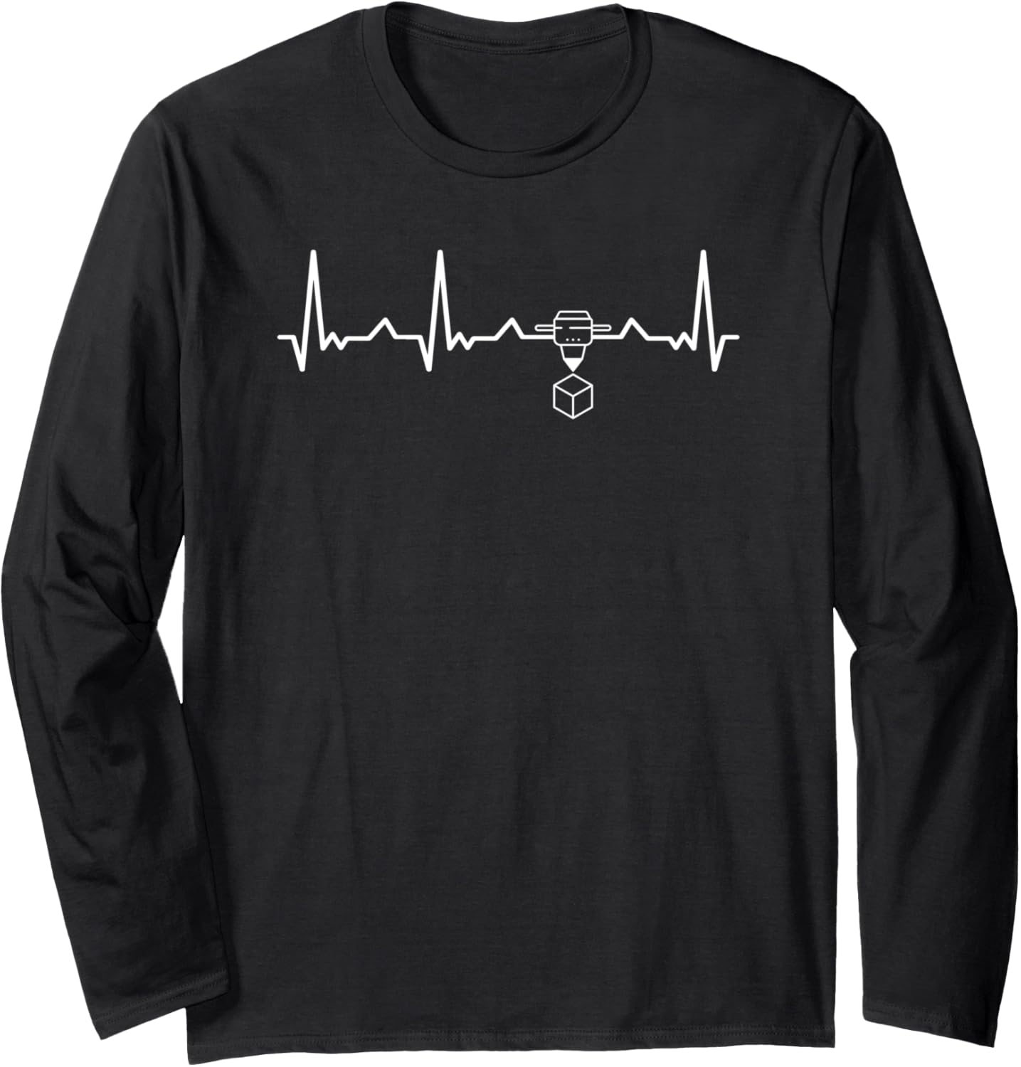 3D Printing Printer Nerd Geek Funny Ekg Heartbeat Long Sleeve