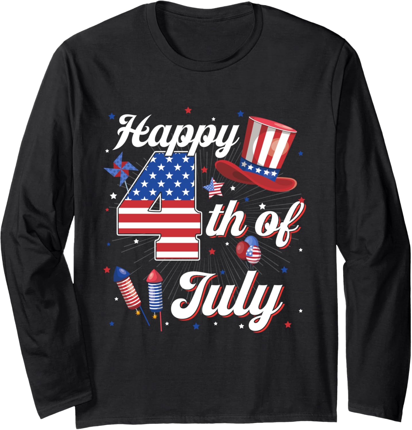 Happy 4Th Of July Patriotic American Flag Usa Men Women Kids Long Sleeve