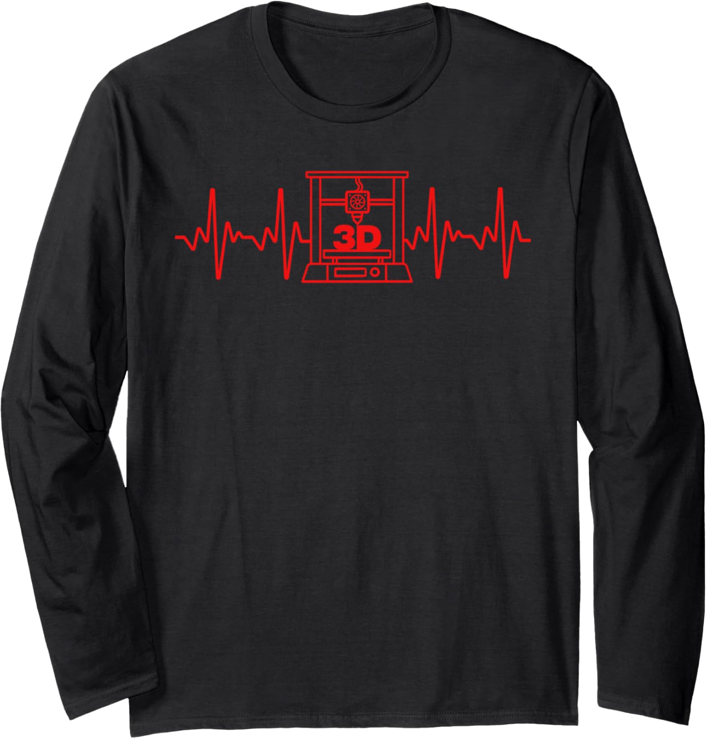 Funny 3D Printer Heartbeat Art Men Women Printing Lover Long Sleeve
