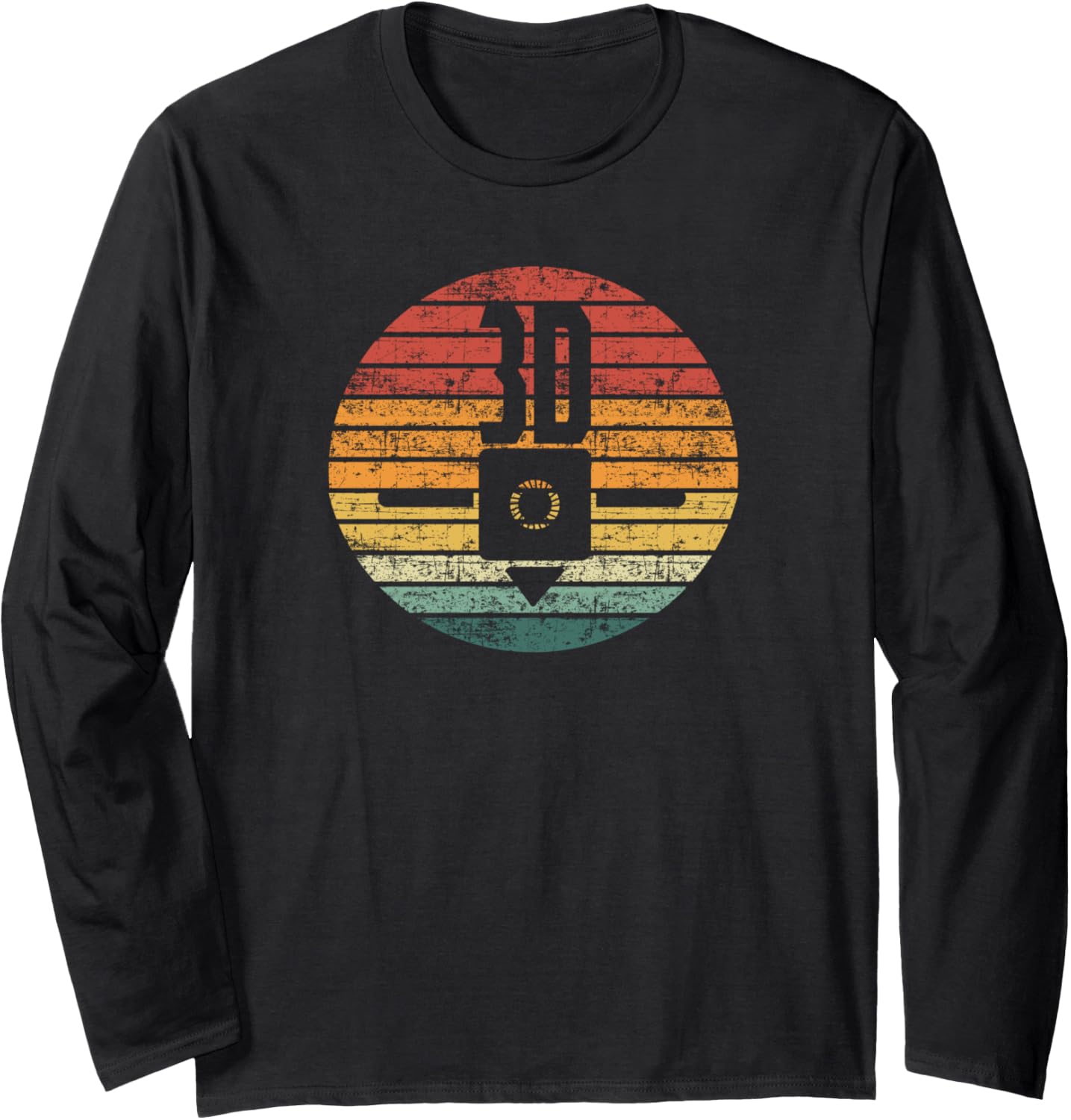 Vintage 3D Printing Sunset Design 3D Printer Makers Long Sleeve