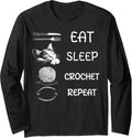Eat Sleep Crochet Repeat Funny Yarn Crafting Sleep Pajama Long Sleeve