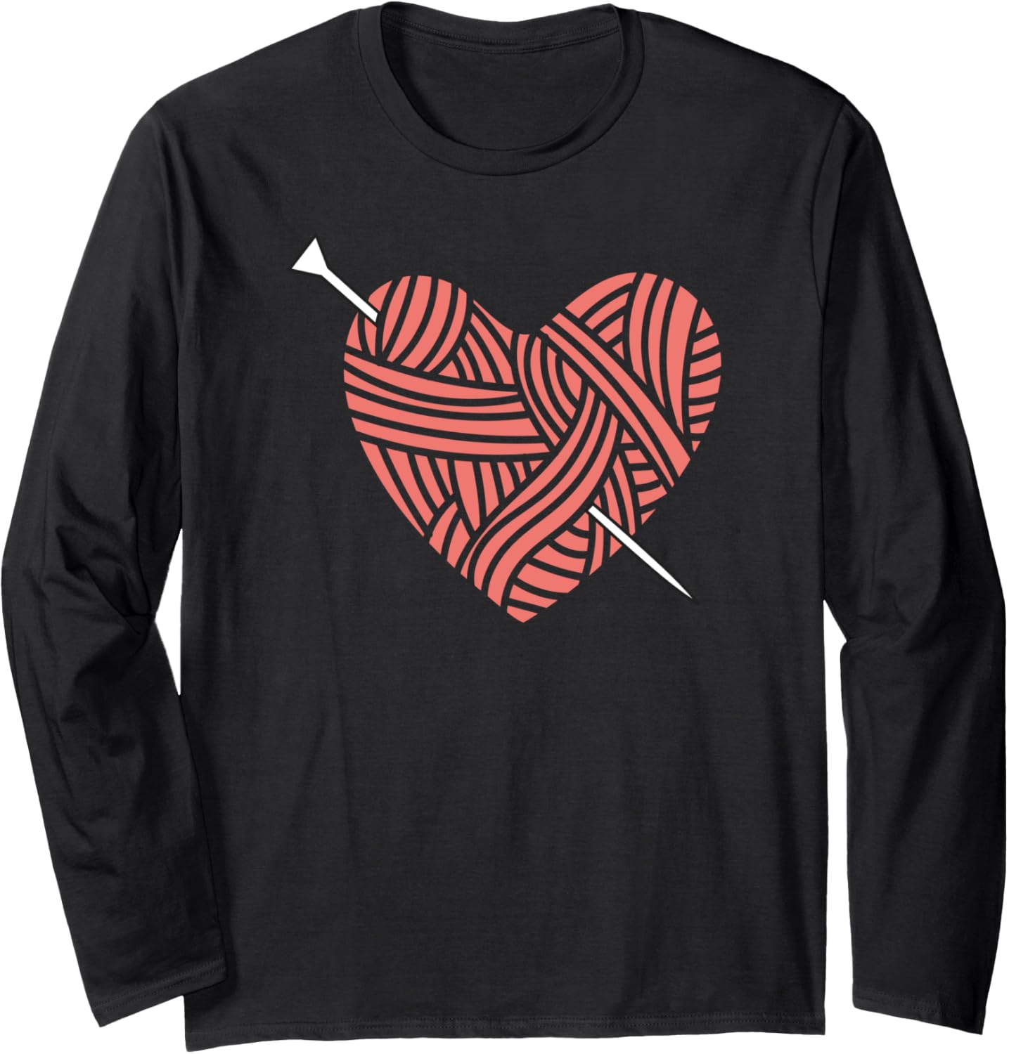 Crochet Heart Funny Crocheting Yarn Knitting Long Sleeve